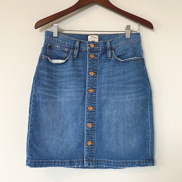 J. Crew Skirts J Crew Button Front Denim Skirt Knee Length Stretch